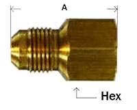 Female Adapter 45deg Flare Diagram